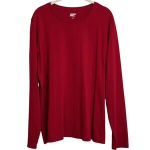 Lands End Womens Long Sleeve T-Shirt XL Red 100% Cotton Knit Top
